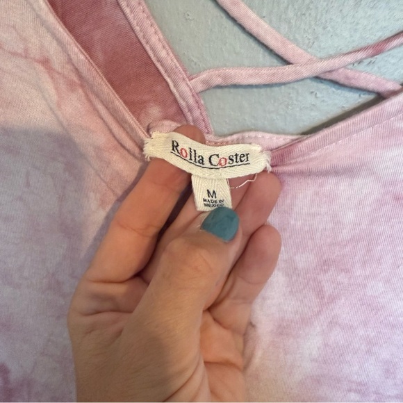 Rolla Coster Pink Tie-Dye Short Sleeve Mini Dress Size Medium - Picture 7 of 7